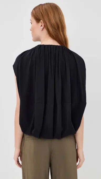Tibi Shirred Neck Circular Tee Dark Navy | Thumbnail 3