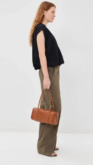 Tibi Shirred Neck Circular Tee Dark Navy | Thumbnail 4