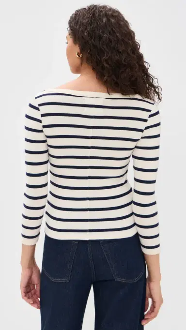Citizens of Humanity Boat Neck Slim Tee Azure Stripe | Thumbnail 3 Citizens of Humanity Boat Neck Slim Tee Azure Stripe | Thumbnail 3