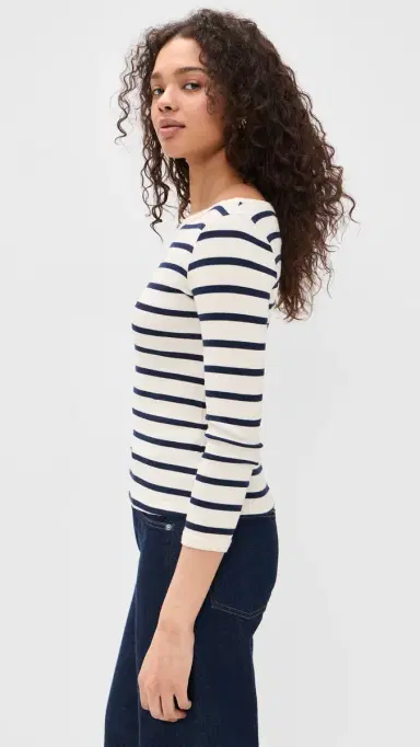 Citizens of Humanity Boat Neck Slim Tee Azure Stripe | Thumbnail 4 Citizens of Humanity Boat Neck Slim Tee Azure Stripe | Thumbnail 4