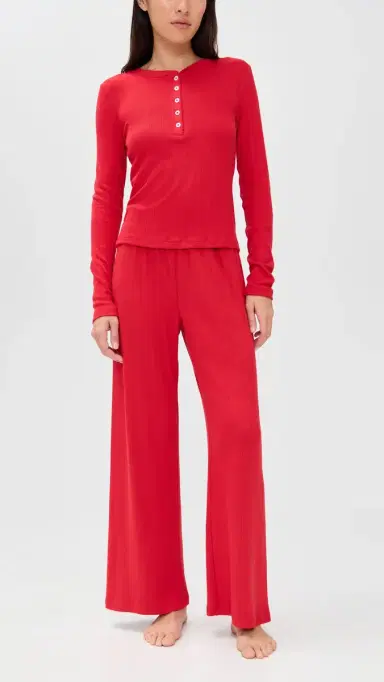 Z Supply Luxe Pointelle Pants Festive Red | Thumbnail 5 Z Supply Luxe Pointelle Pants Festive Red | Thumbnail 5
