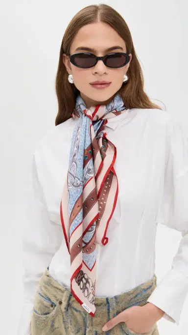 Acne Studios Vasco Teddy Silk Scarf Denim Blue One Size | Thumbnail 4 Acne Studios Vasco Teddy Silk Scarf Denim Blue One Size | Thumbnail 4