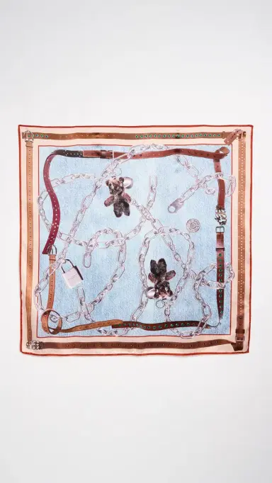 Acne Studios Vasco Teddy Silk Scarf Denim Blue One Size | Thumbnail 5 Acne Studios Vasco Teddy Silk Scarf Denim Blue One Size | Thumbnail 5