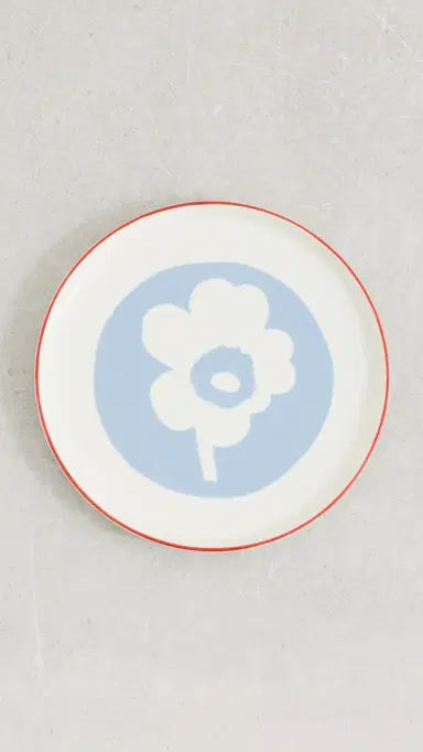 Marimekko Oiva Unikko Plate White/Light Blue/Orange Red | Thumbnail 2 Marimekko Oiva Unikko Plate White/Light Blue/Orange Red | Thumbnail 2