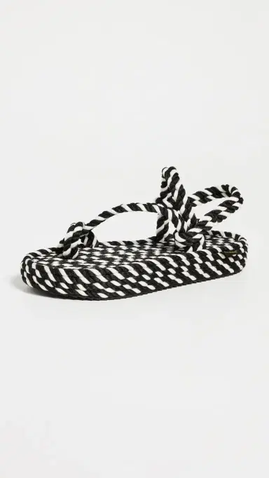 BOHONOMAD Hawaii Rope Platform Sandals Black/White 39 | Thumbnail 2