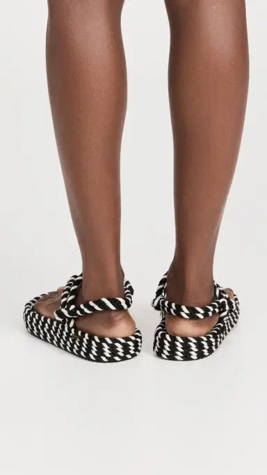 BOHONOMAD Hawaii Rope Platform Sandals Black/White 39 | Thumbnail 4
