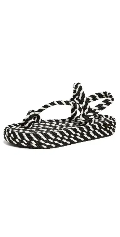 BOHONOMAD Hawaii Rope Platform Sandals Black/White 39 | Thumbnail 1
