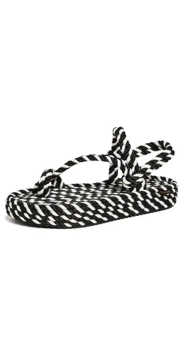 BOHONOMAD Hawaii Rope Platform Sandals Black/White