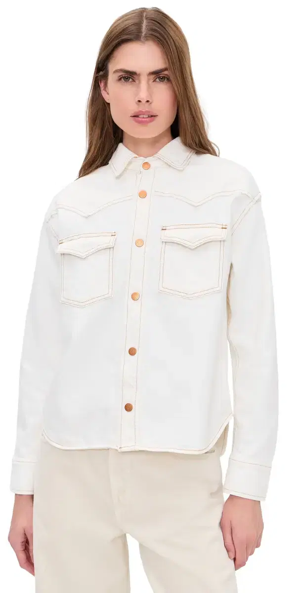 SLVRLAKE Cassidy Denim Button Down hirt Natural White