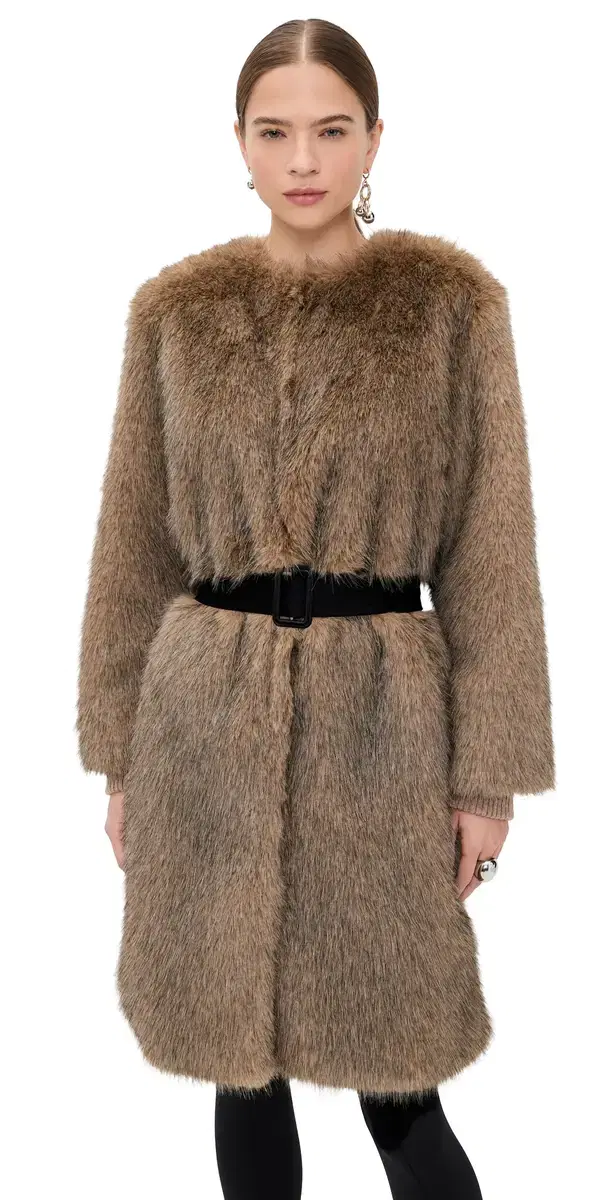 Proenza Schouler White Label Khai Coat In Faux Fur Natural