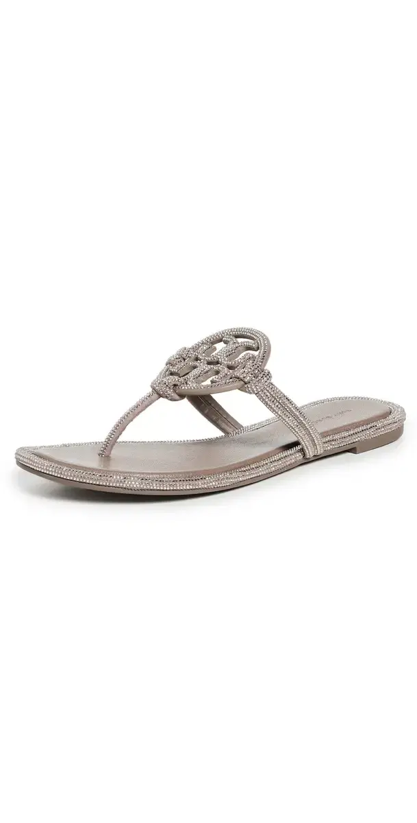 Tory Burch Miller Knotted Pave Sandals Dark Clay