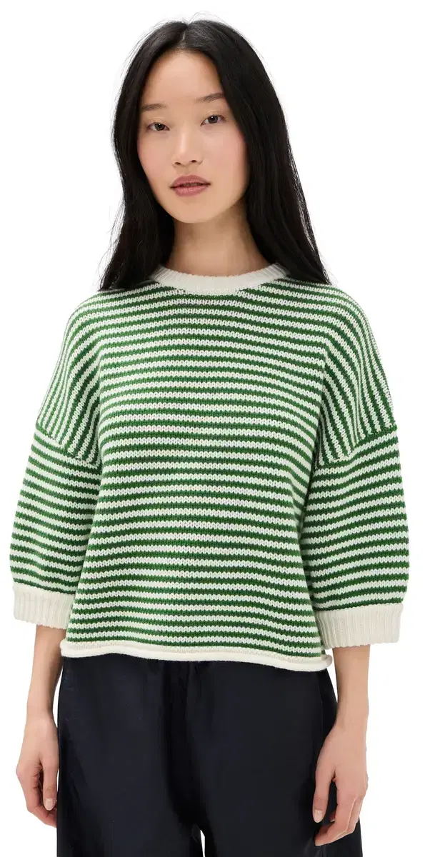 Wool Knit weater Green  tripe