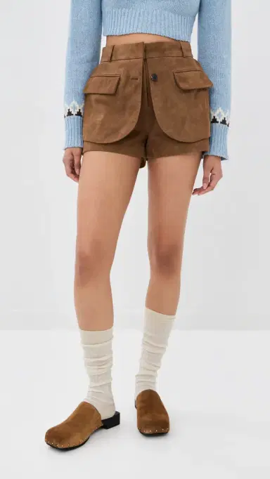 Monse Deconstructed Suede Shorts Tan | Thumbnail 3 Monse Deconstructed Suede Shorts Tan | Thumbnail 3