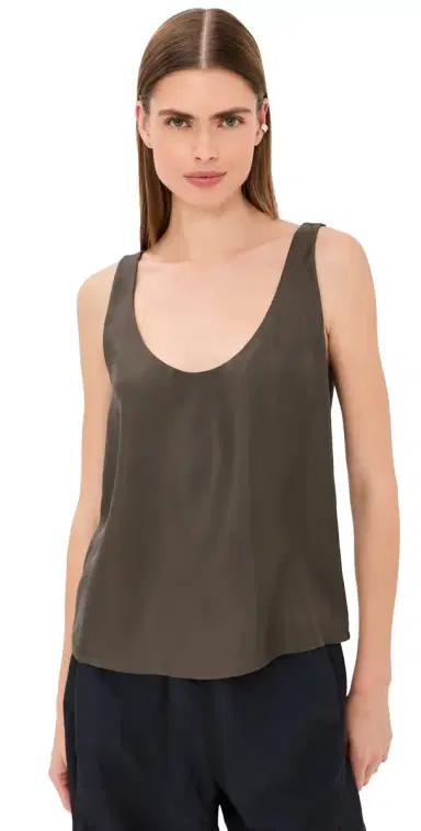 RÓHE Silk Scoop Neck Top Earth 38 | Thumbnail 1