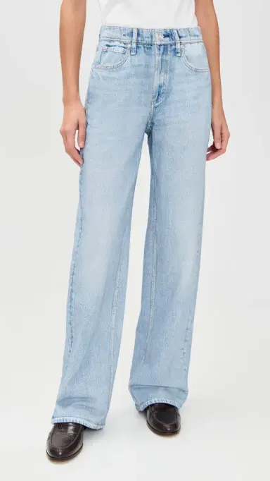 rag & bone Rb Miramar Terry Pull On Wide Leg Jeans Aria | Thumbnail 2
