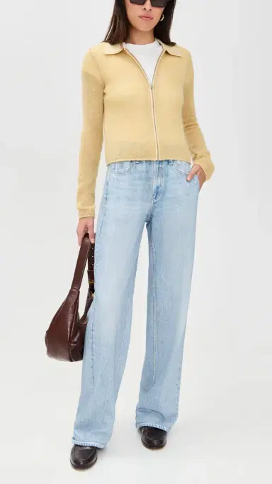 rag & bone Rb Miramar Terry Pull On Wide Leg Jeans Aria | Thumbnail 5