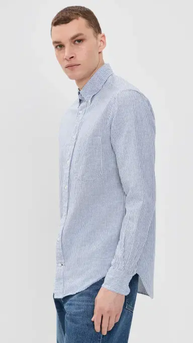 Gitman Vintage triped Linen hirt Blue tripe | Thumbnail 4 Gitman Vintage triped Linen hirt Blue tripe | Thumbnail 4