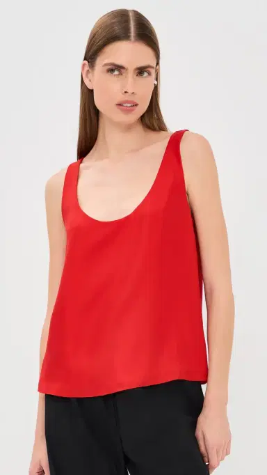 RÓHE Silk Scoop Neck Top Red 36 | Thumbnail 2