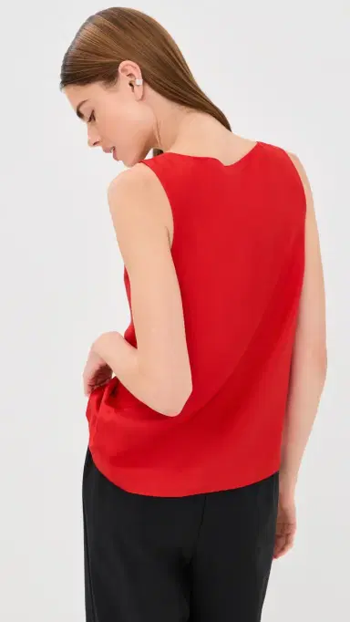RÓHE Silk Scoop Neck Top Red 36 | Thumbnail 3