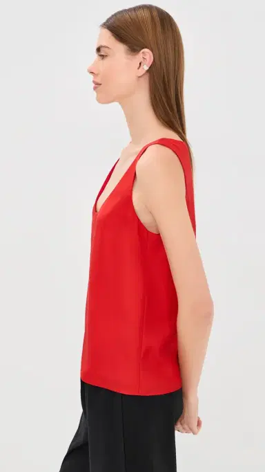 RÓHE Silk Scoop Neck Top Red 36 | Thumbnail 4