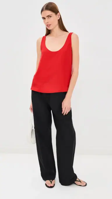 RÓHE Silk Scoop Neck Top Red 36 | Thumbnail 5