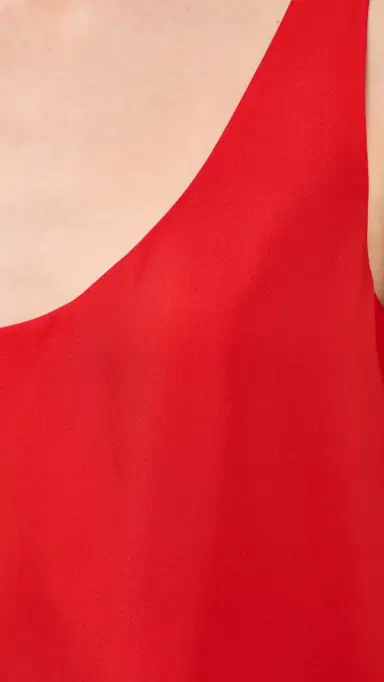 RÓHE Silk Scoop Neck Top Red 36 | Thumbnail 6