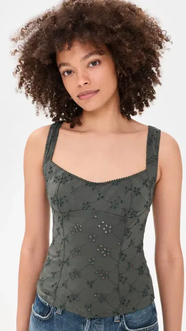 Free People Full Bloom Eyelet Camisole Hunter | Thumbnail 2