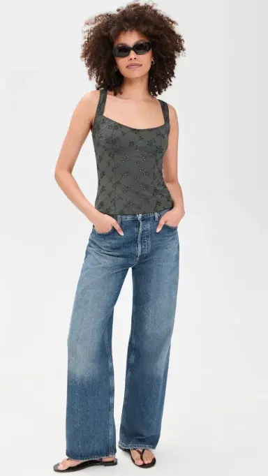 Free People Full Bloom Eyelet Camisole Hunter | Thumbnail 5