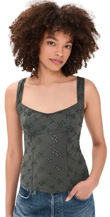Free People Full Bloom Eyelet Camisole Hunter | Thumbnail 1