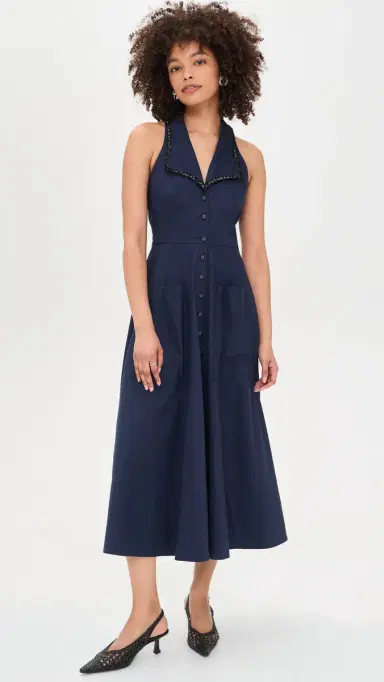 Saloni The Jessica Dress True Navy | Thumbnail 2