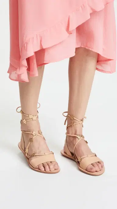 Loeffler Randall Starla Ankle Wrap Sandals Wheat/Gold 5 | Thumbnail 4