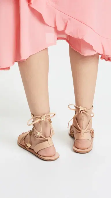 Loeffler Randall Starla Ankle Wrap Sandals Wheat/Gold 5 | Thumbnail 5