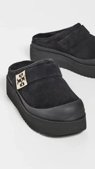 Tory Burch Mellow Shearling Platform Mules Perfect Black / Gold 9 | Thumbnail 5 Tory Burch Mellow Shearling Platform Mules Perfect Black / Gold 9 | Thumbnail 5