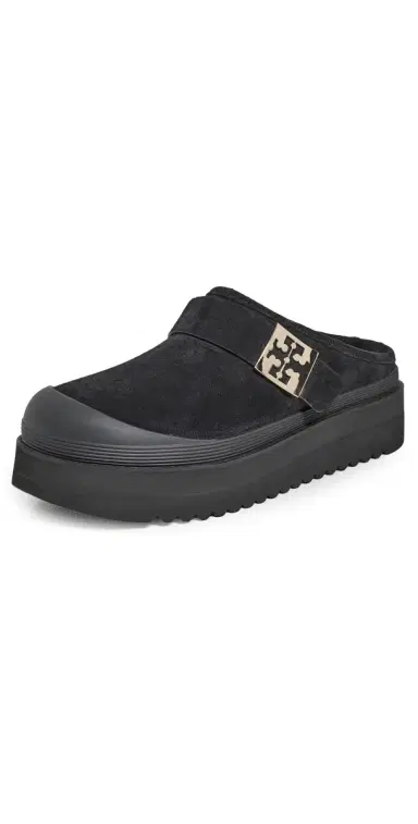 Tory Burch Mellow Shearling Platform Mules Perfect Black / Gold 9 | Thumbnail 1 Tory Burch Mellow Shearling Platform Mules Perfect Black / Gold 9 | Thumbnail 1