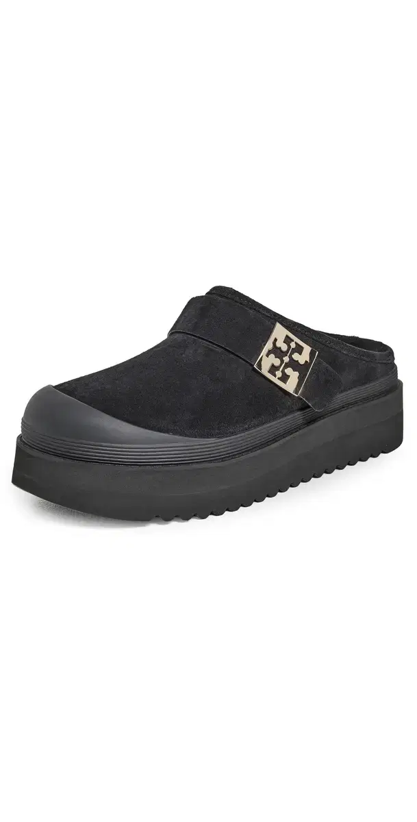 Tory Burch Mellow Shearling Platform Mules Perfect Black / Gold
