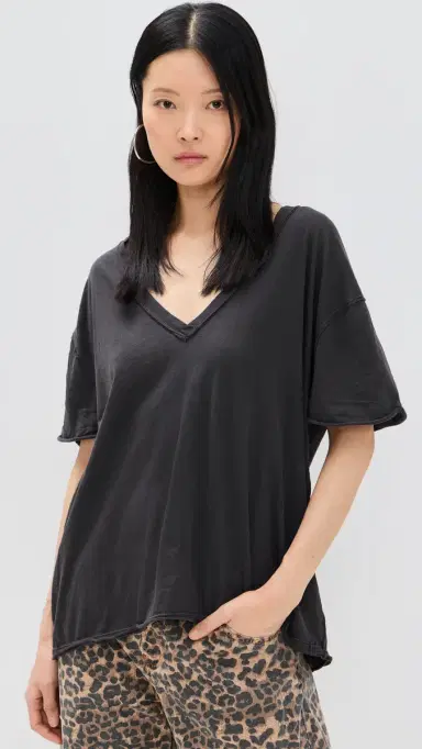 Free People Nina V Tee Black | Thumbnail 2