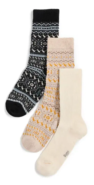 Stems Snowflake Cashmere Socks 3 Pack Camel/Black/Ivory One Size | Thumbnail 1 Stems Snowflake Cashmere Socks 3 Pack Camel/Black/Ivory One Size | Thumbnail 1