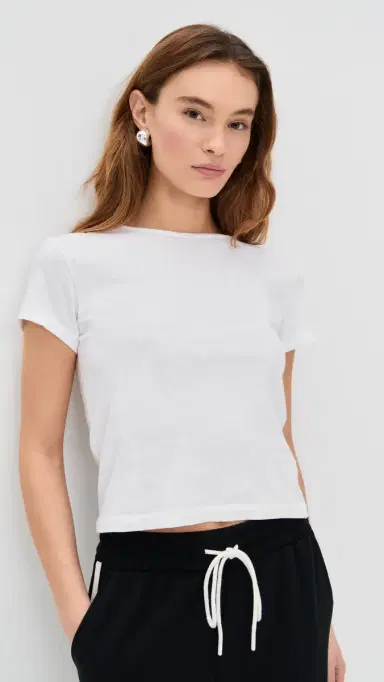 perfectwhitetee isa Recycled Cotton Slim Crew Tee White | Thumbnail 2