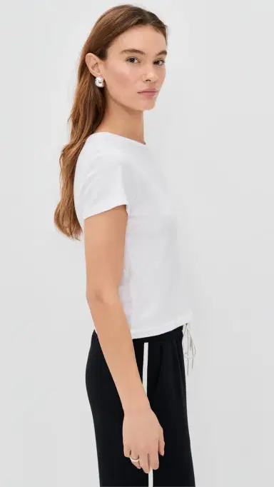 perfectwhitetee isa Recycled Cotton Slim Crew Tee White | Thumbnail 4