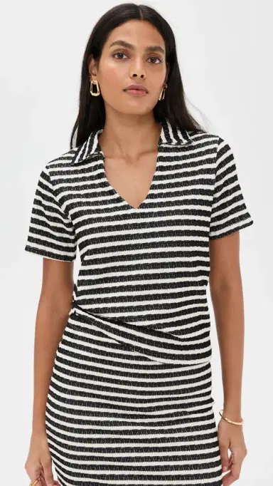 LE BOP Mila Polo Top Black Stripe | Thumbnail 2 LE BOP Mila Polo Top Black Stripe | Thumbnail 2