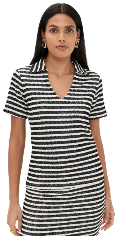 LE BOP Mila Polo Top Black Stripe | Thumbnail 1 LE BOP Mila Polo Top Black Stripe | Thumbnail 1