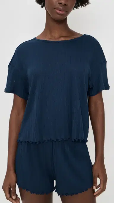 Eberjey Pointelle Short Sleeve Tee Navy | Thumbnail 2 Eberjey Pointelle Short Sleeve Tee Navy | Thumbnail 2