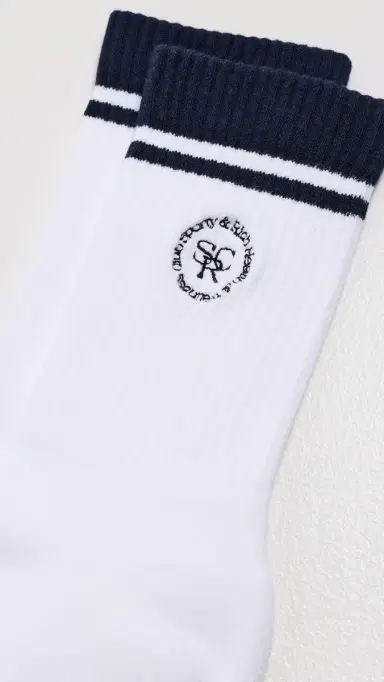 Sporty & Rich SRHWC Logo Socks White/Dark Navy One Size | Thumbnail 3 Sporty & Rich SRHWC Logo Socks White/Dark Navy One Size | Thumbnail 3