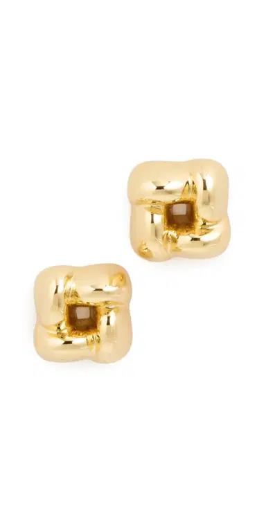 Jenny Bird Mini Woven Square Earrings High Polish | Thumbnail 1