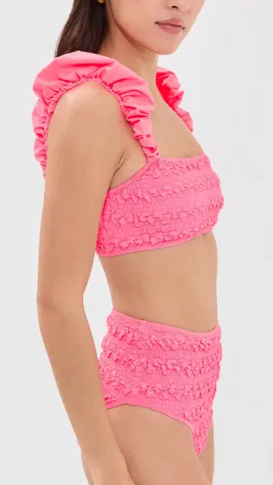 Sea Cybelle Smocked Bubble Strap Bikini Top Pink | Thumbnail 4