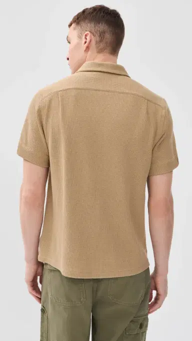 Polo Ralph Lauren Cotton Linen Waffle Knit Andy Camp Shirt Coastal Beige | Thumbnail 3 Polo Ralph Lauren Cotton Linen Waffle Knit Andy Camp Shirt Coastal Beige | Thumbnail 3
