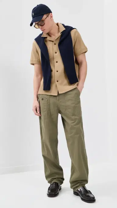 Polo Ralph Lauren Cotton Linen Waffle Knit Andy Camp Shirt Coastal Beige | Thumbnail 5 Polo Ralph Lauren Cotton Linen Waffle Knit Andy Camp Shirt Coastal Beige | Thumbnail 5
