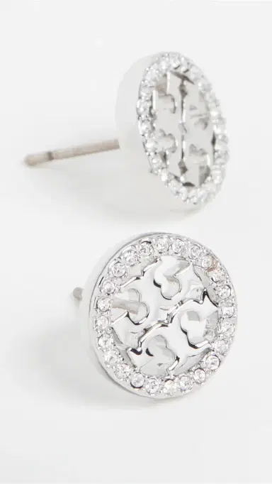 Tory Burch Icon Pavé Circle Stud Earrings | Thumbnail 2