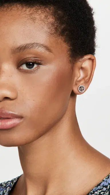 Tory Burch Icon Pavé Circle Stud Earrings | Thumbnail 3