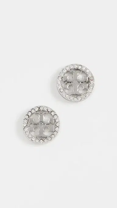 Tory Burch Icon Pavé Circle Stud Earrings | Thumbnail 4